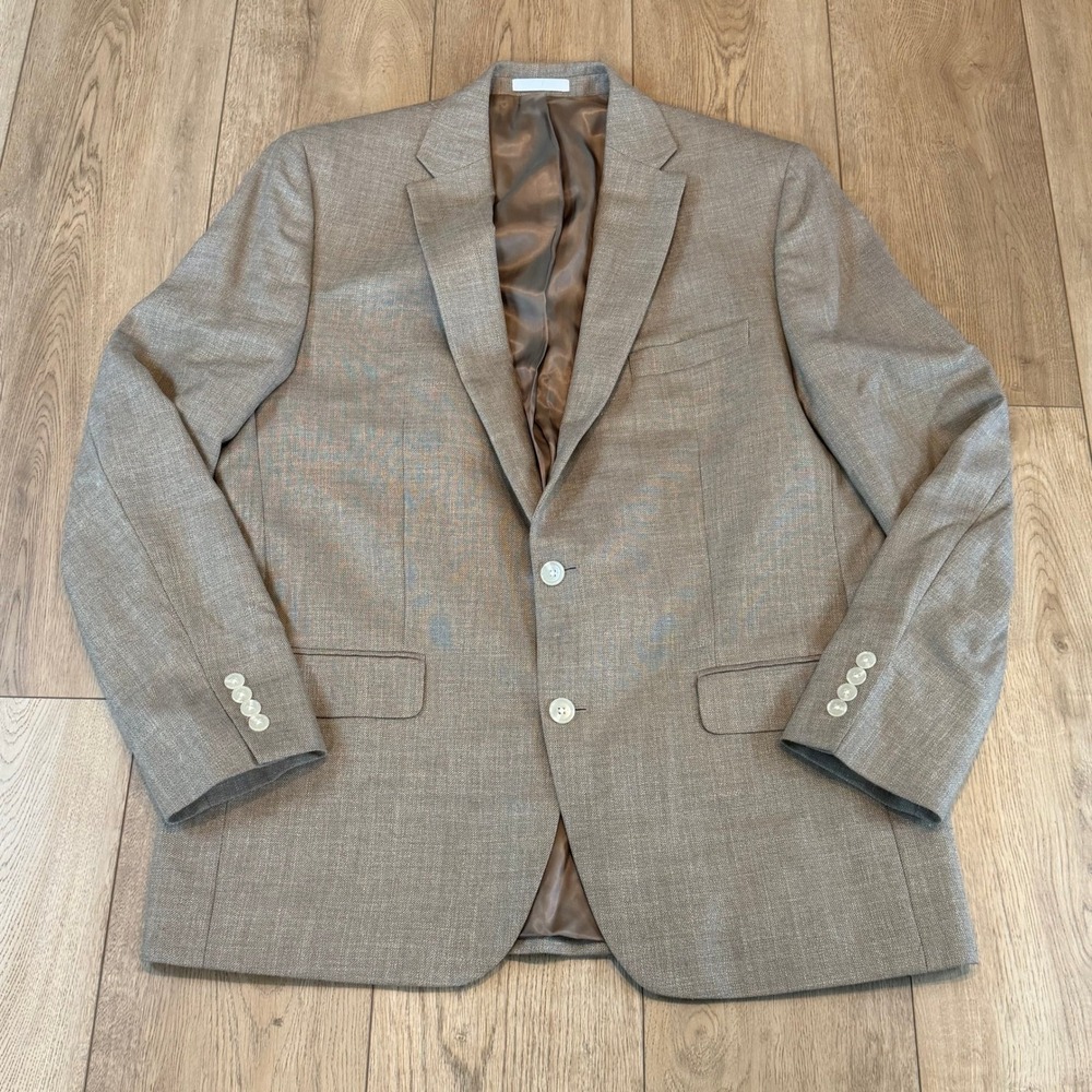 Lauren Ralph Lauren Mens 44L Tan Linen Blend 2 Button Blazer Sport Coat Jacket
